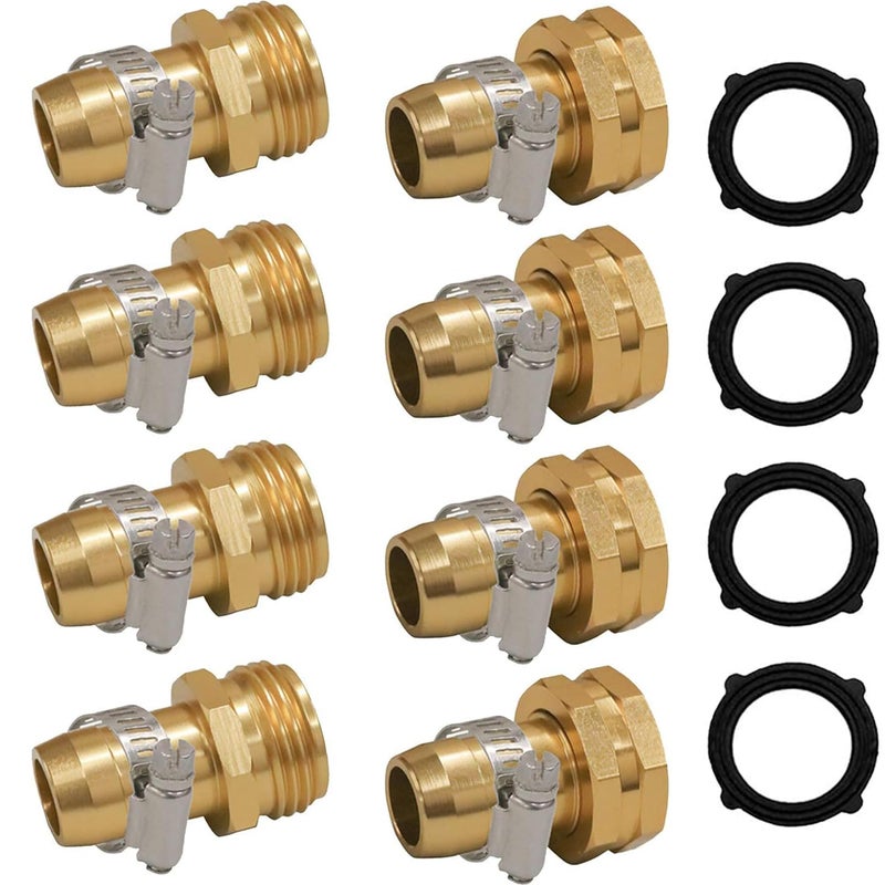 Hourleey Garden Hose Repair Connector with Clamps, Fit for 3/4" or 5/8" Garden Hose Fitting, 4 Set - Image 1